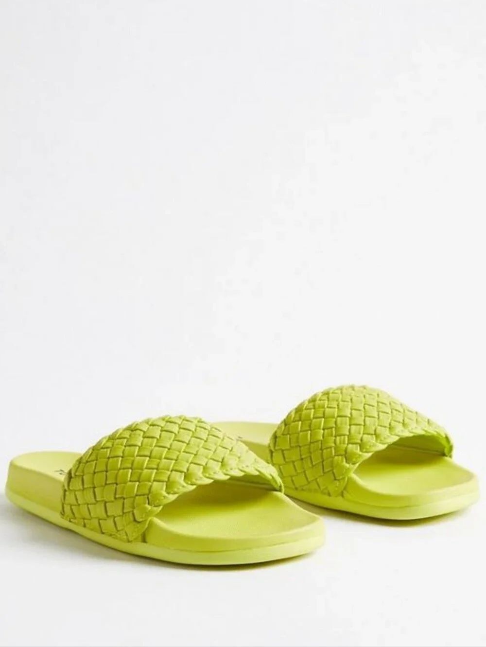 Torrid 7WW Lime Green Woven Slide Sandals - New